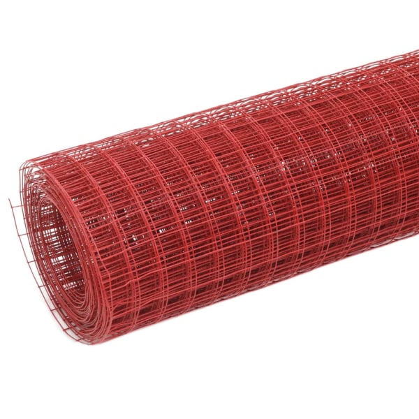 vidaXL Hönsnät stål med PVC-beläggning 25x1 m röd Röd