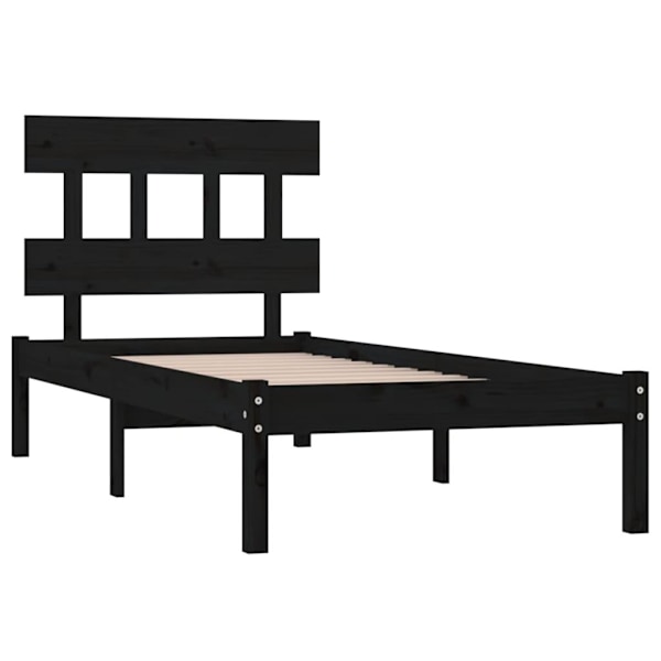 vidaXL Sängram svart massiv furu 75x190 cm Svart