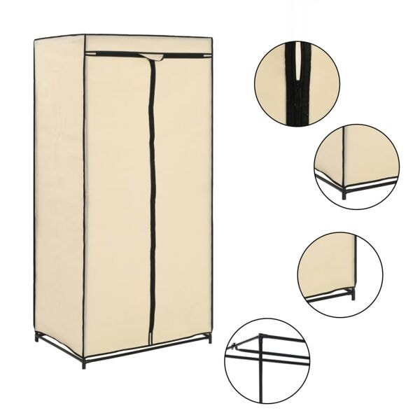 vidaXL Garderob gräddvit 75x50x160 cm Creme