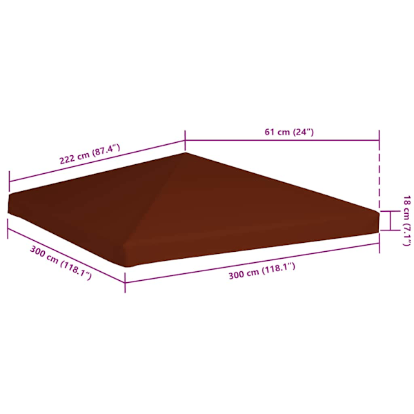 vidaXL Paviljongtak 310 g/m² 3x3 m terrakotta Brun