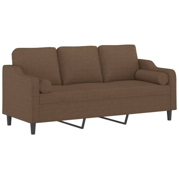 vidaXL 3-sitssoffa med prydnadskuddar brun 180 cm tyg Brun
