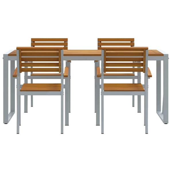 vidaXL Trädgårdsmöbelset 5 pcs Grå Massivt Akaciaträ Grå
