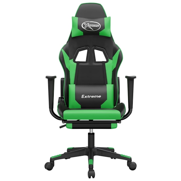 vidaXL Gamingstol med fotstöd svart och grön konstläder Grön