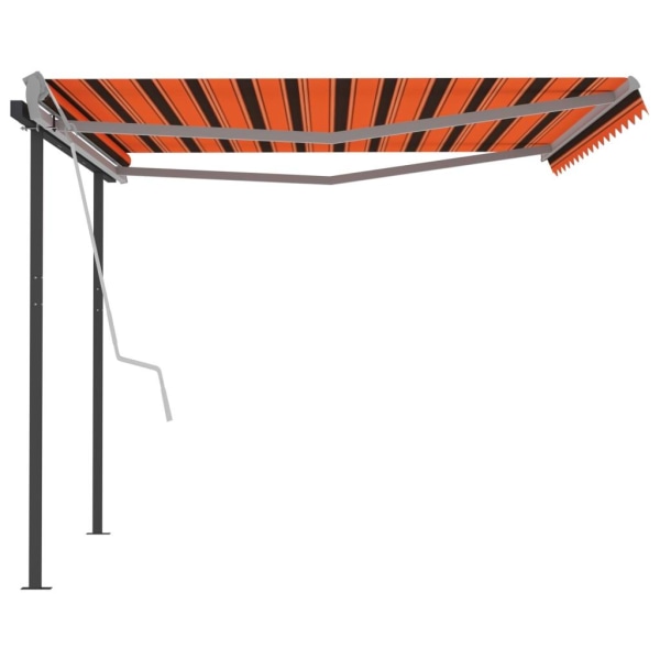 vidaXL Markis med stolpar automatisk infällbar 4x3,5 m orange oc Flerfärgsdesign