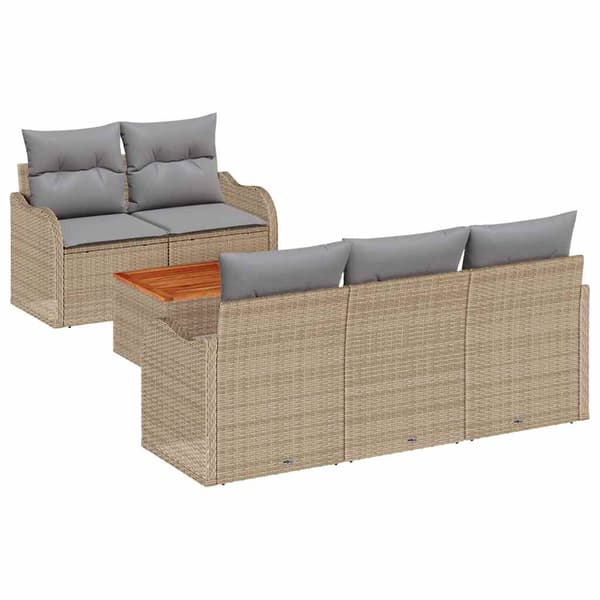 vidaXL Trädgårdsoffset 6 st Beige konstrotting Beige
