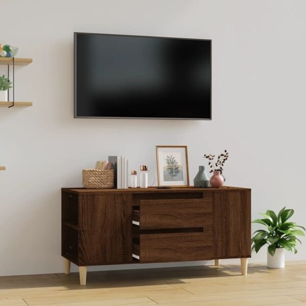 vidaXL Tv-bänk brun ek 102x44,5x50 cm konstruerat trä Brun