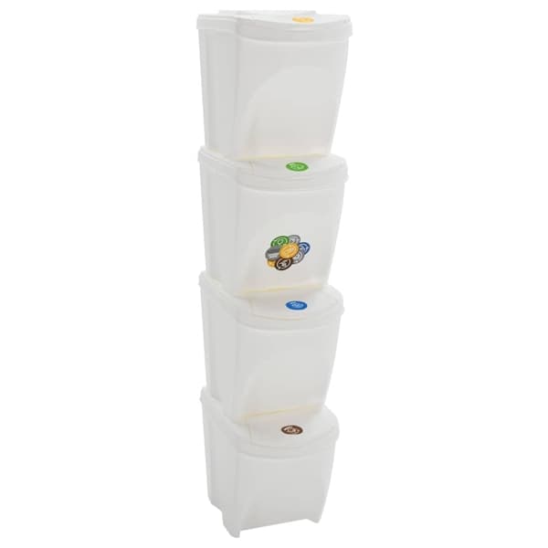 vidaXL Stapelbara soptunnor 4 st vit 100 L polypropen Vit
