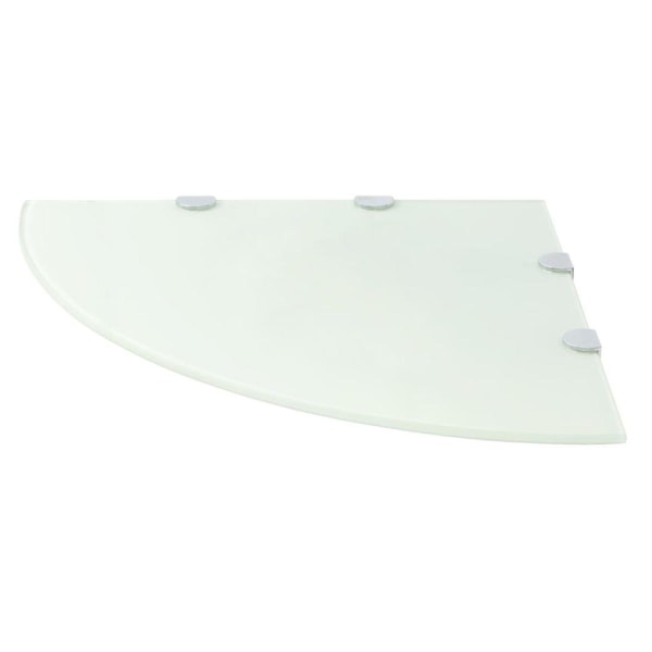 vidaXL Hörnhylla glas med förkromade hyllkonsoler vit 45x45 cm Vit