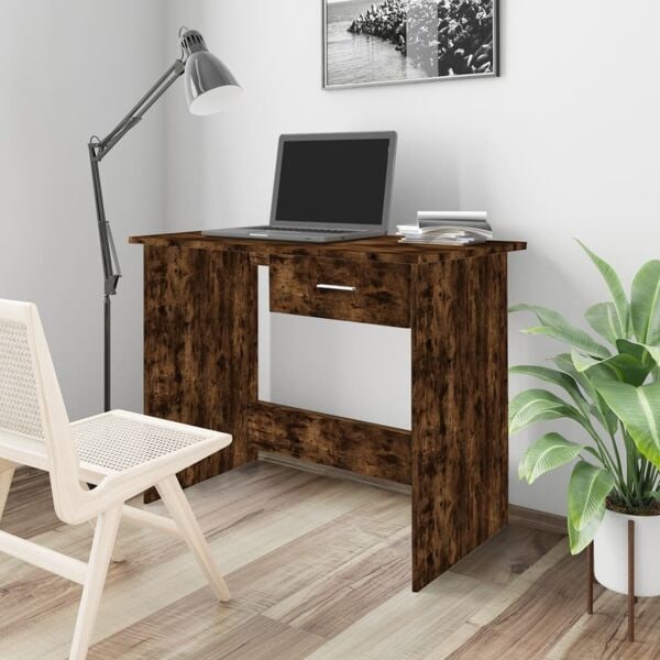 vidaXL Skrivbord rökfärgad ek 100x50x76 cm konstruerat trä Brun