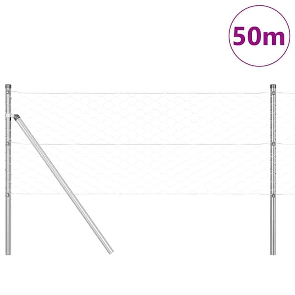 vidaXL Hexagonalt staket markfäste 50 x 0,6 m Galvaniserat stål Silver Silver