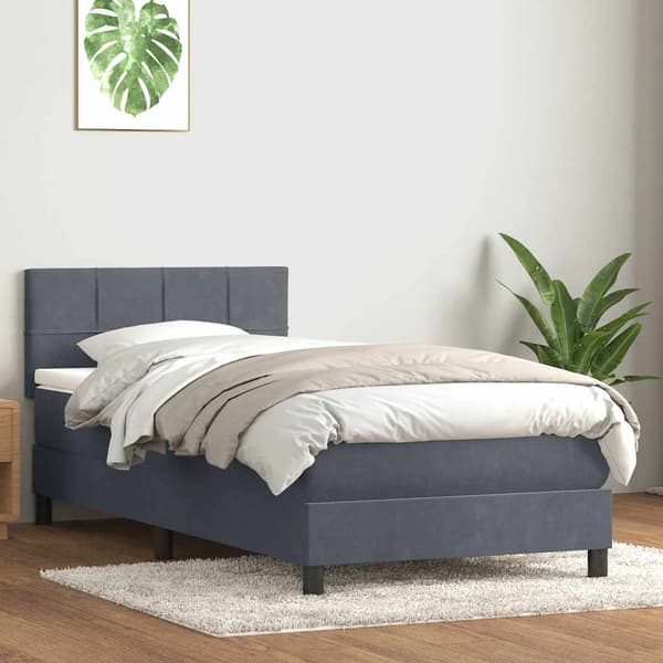 vidaXL Ramsäng med madrass mörkgrå 80x210 cm sammet Grå