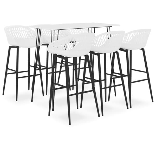 vidaXL Bargrupp 7 delar vit Vit