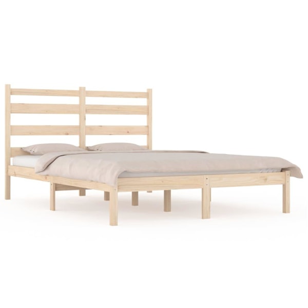 vidaXL Sängram massiv furu 160x200 cm Brun