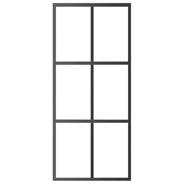 vidaXL Skjutdörr med beslagset ESG glas och aluminium 90x205 cm Svart