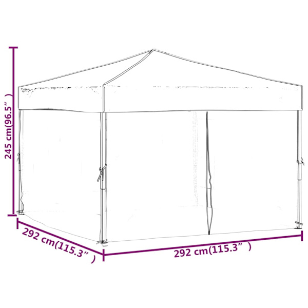 vidaXL Hopfällbart partytält med sidoväggar taupe 3x3 m Taupe