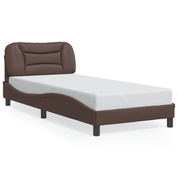vidaXL Sängram med LED-belysning brun 90x190 cm konstläder Brun