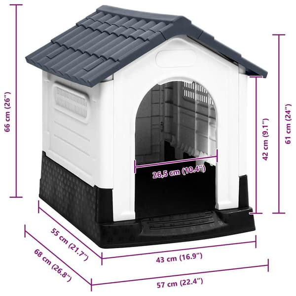 vidaXL Hundkoja grå 57x68x66 cm polypropen Grå