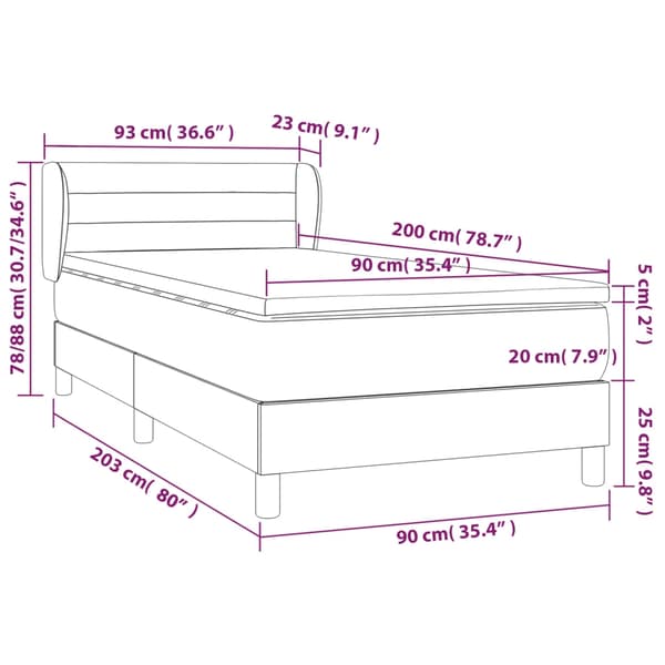 vidaXL Ramsäng med madrass mörkblå 90x200 cm sammet Blå