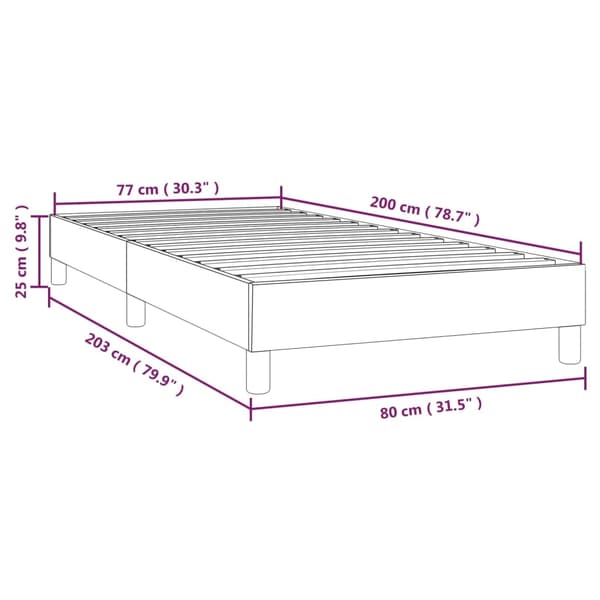 vidaXL Sängram utan madrass ljusgrå 80x200 cm sammet Grå