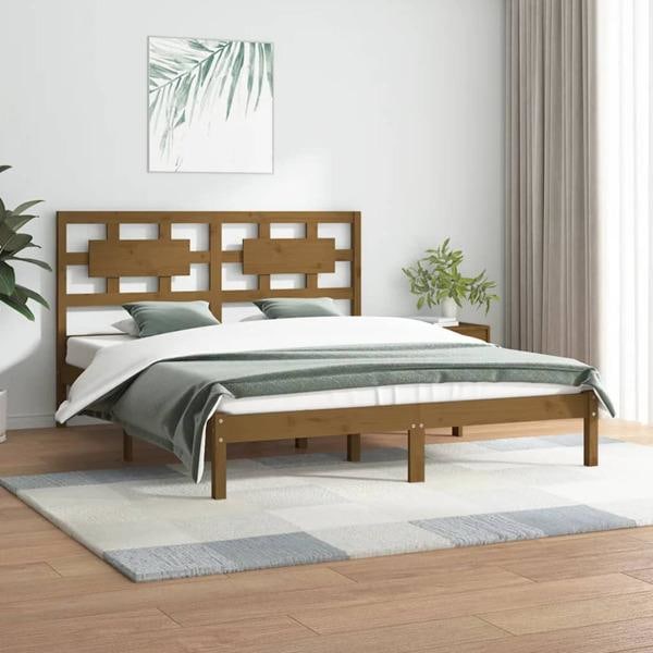 vidaXL Sängram honungsbrun massiv furu 120x200 cm enkelsäng Brun