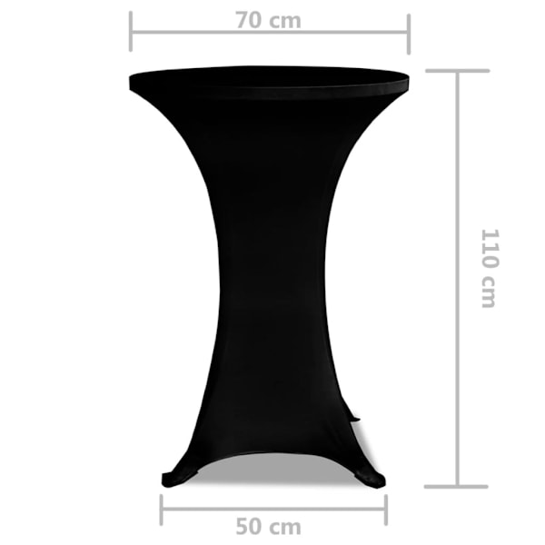 vidaXL Duk till ståbord Ø70 Stretch Svart 2-pack Svart