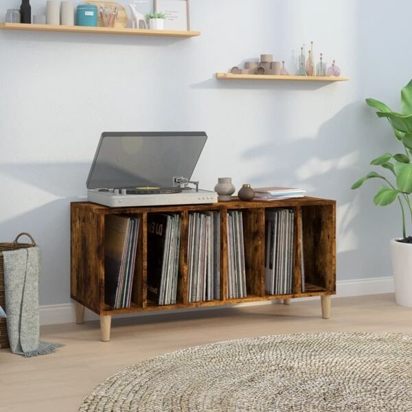 vidaXL Stereobänk rökfärgad ek 100x38x48 cm konstruerat trä Brun