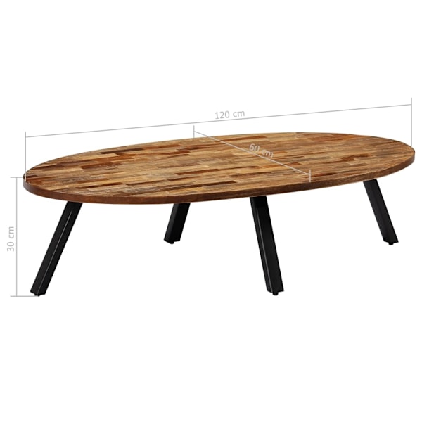 vidaXL Soffbord massiv återvunnen teak oval 120x60x30 cm Brun
