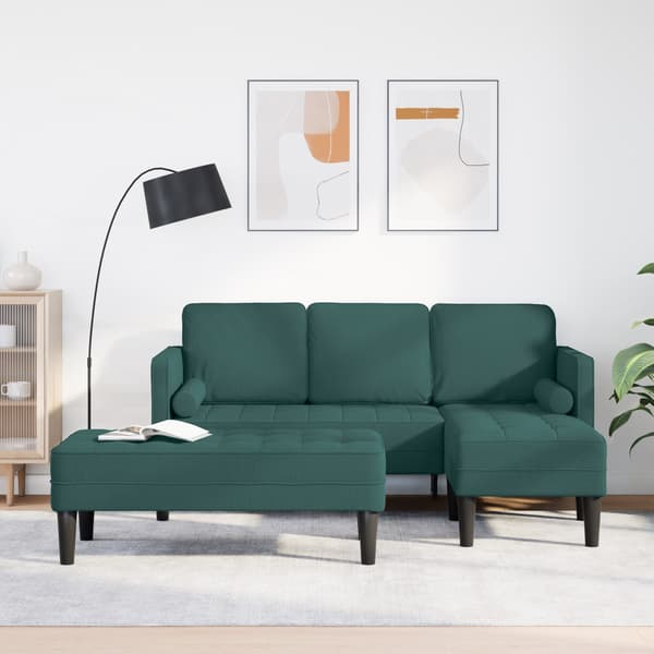 vidaXL Soffset med kudde 2 pcs Mörkgrön Polyester Grön
