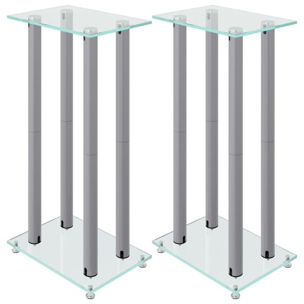 vidaXL Stativ för högtalare 2 st härdat glas 4-pelarmodell silver Silver