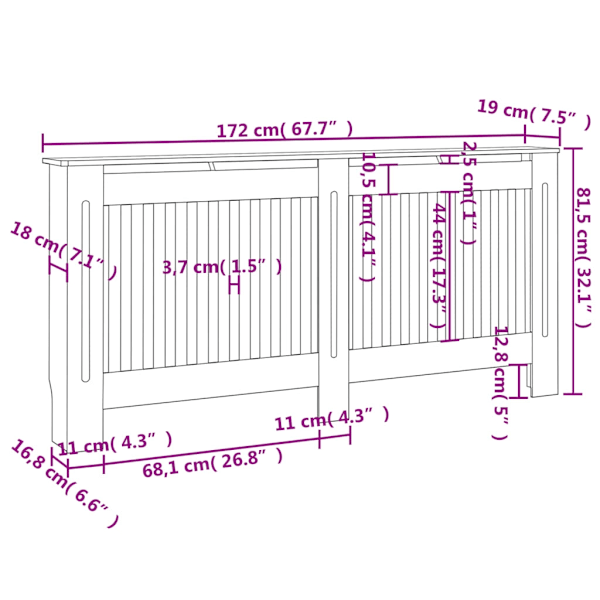 vidaXL Elementskydd 2 st MDF vit 172 cm Vit