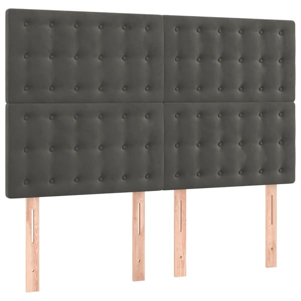 vidaXL Ramsäng med madrass & LED mörkgrå 140x190 cm sammet Grå