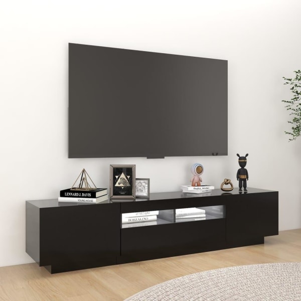 vidaXL TV-bänk med LED-belysning svart 180x35x40 cm Svart