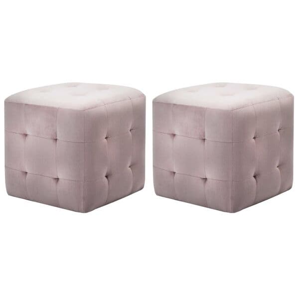 vidaXL Sittpuff 2 st rosa 30x30x30 cm sammetstyg Rosa