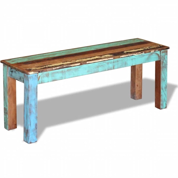 vidaXL Bänk i massivt återvunnet trä 110x35x45 cm multifärg