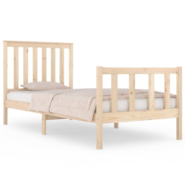 vidaXL Sängram massivt trä 75x190 cm Brun