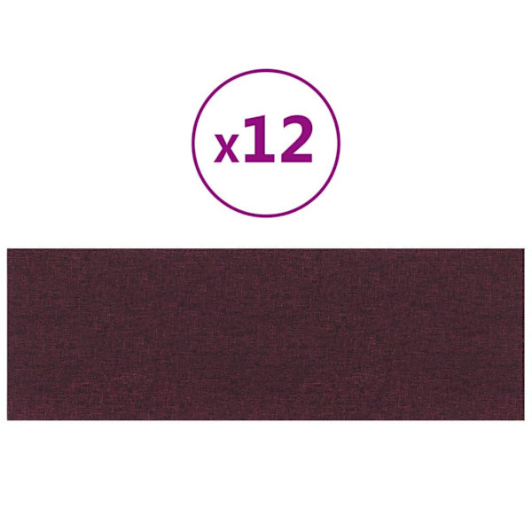 vidaXL Väggpaneler 12 st lila 90x30 cm tyg 3,24 m² Lila