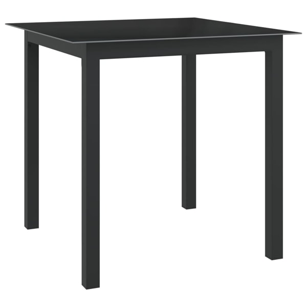 vidaXL Trädgårdsbord svart 80x80x74 cm aluminium och glas Svart
