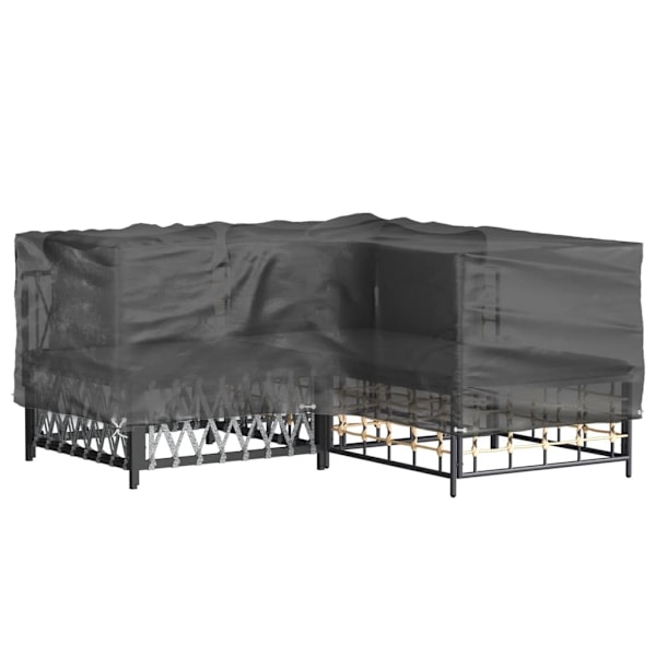 vidaXL Överdrag för utemöbler 12 ölj. 185x185x70 cm L-format Svart