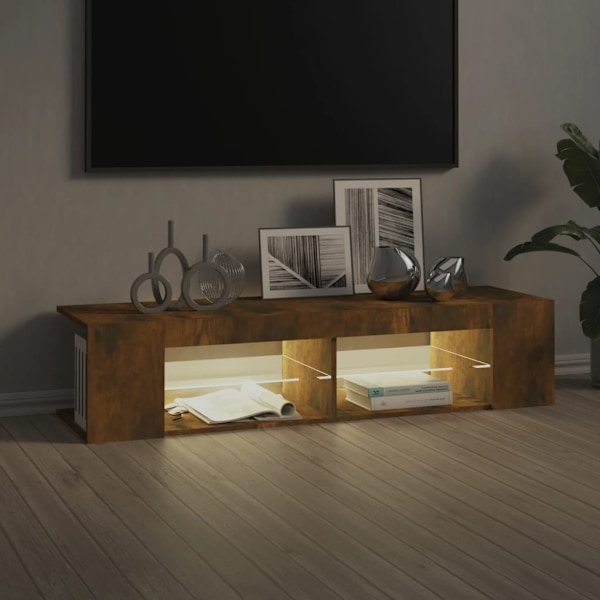vidaXL Tv-bänk med LED-belysning rökfärgad ek 135x39x30 cm Brun