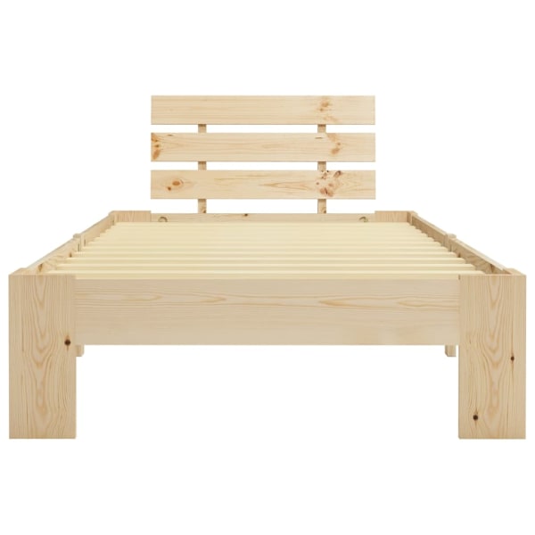 vidaXL Sängram massiv furu 90x200 cm Brun