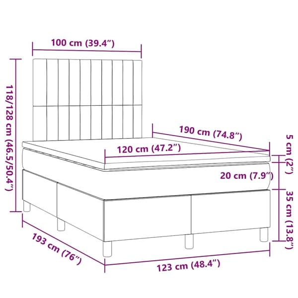 vidaXL Ramsäng med madrass ljusgrå 120x190 cm tyg Grå