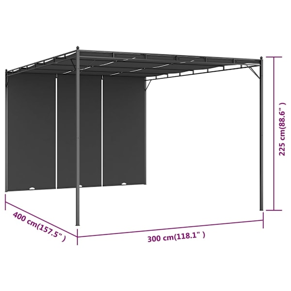 vidaXL Trädgårdspaviljong med draperier 4x3x2,25 m antracit Antracit