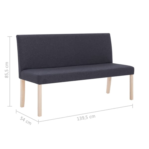 vidaXL Bänk 139,5 cm mörkgrå polyester grå
