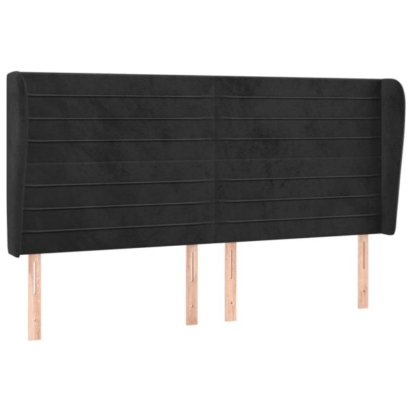 vidaXL Sänggavel med kanter svart 163x23x118/128 cm sammet Svart