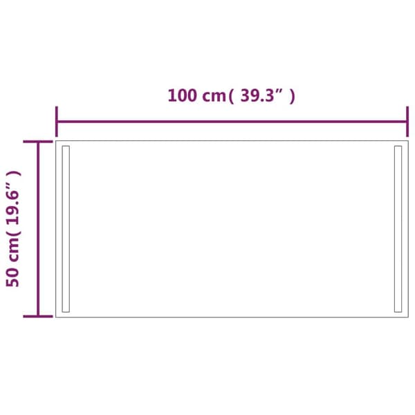 vidaXL Badrumsspegel LED 100x50 cm Transparent
