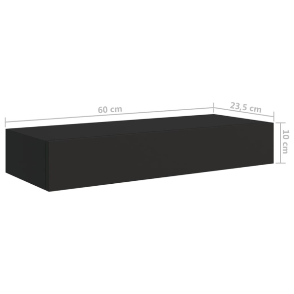 vidaXL Väggmonterad låda 2 st svart 60x23,5x10 cm MDF Svart