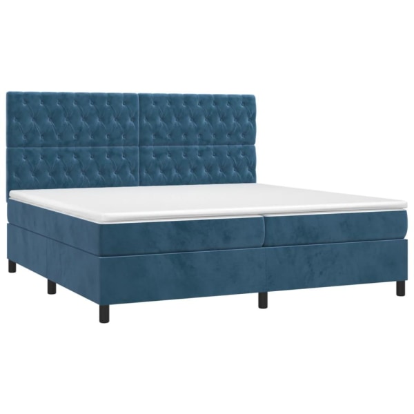 vidaXL Ramsäng med madrass & LED mörkblå 200x200 cm sammet Blå