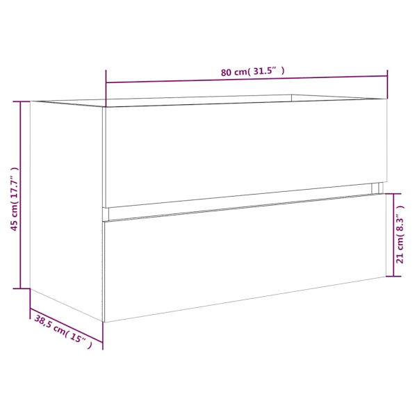 vidaXL Handfatsskåp rökfärgad ek 80x38,5x45 cm konstruerat trä Brun