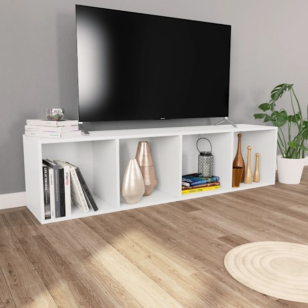 vidaXL Bokhylla/tv-bänk vit 36x30x143 cm konstruerat trä Vit