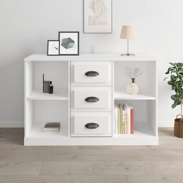 vidaXL Skänk vit högglans 104,5x35,5x67,5 cm konstruerat trä Vit